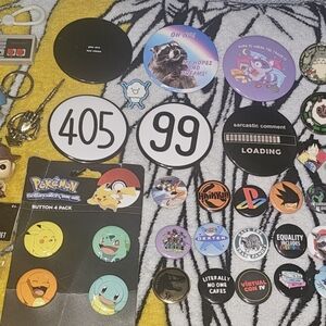 Assorted Button and Pins Collection